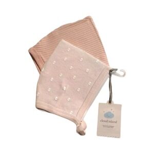 Cloud Island Baby Girls SIZE NEWBORN BONNETS 2 PACK Basic Hat 100% Cotton BNWT!